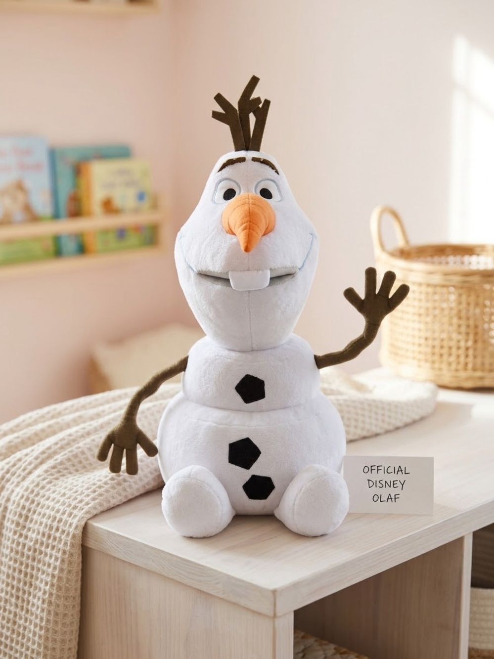 Disney White Olaf Plush with Orange Nose and Brown Arms